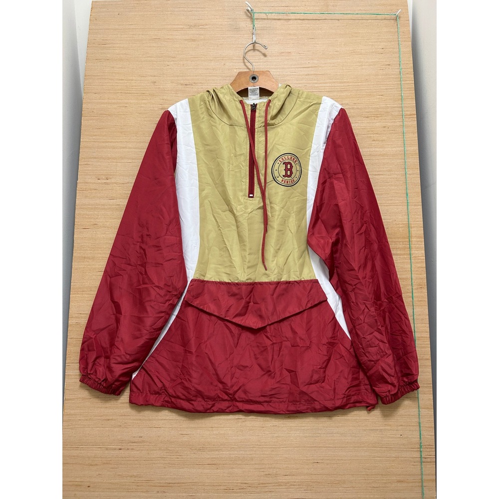 Boston Red Sox Windbreaker Jacket Adult Small Red Gold Colorblock Quarter‎ Zip